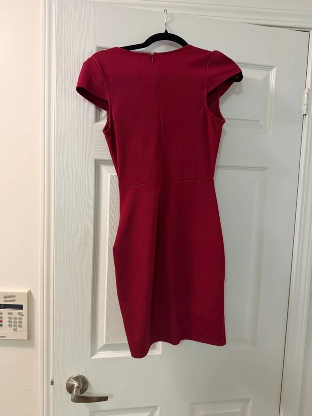 Mystic Fuchsia Draped V-Neck Cap-Sleeve Mini Dress - Picture 3 of 3